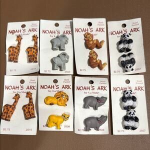 Vintage NOAH’S ARK by La Mode hand painted button sets safari animals 16 pieces